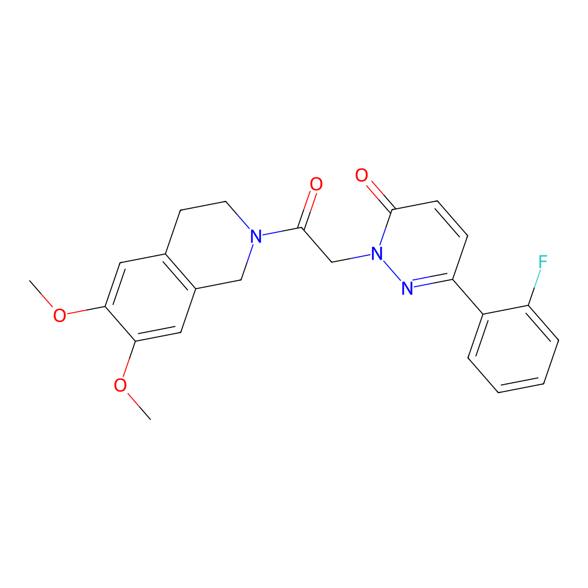 2-[2-(6,7-dimethoxy-3,4-dihydro-2(1H)-isoquinolinyl)-2-oxoethyl]-6-(2-fluorophenyl)-3(2H)-pyridazinone molecular structure, CAS 1219567-82-4