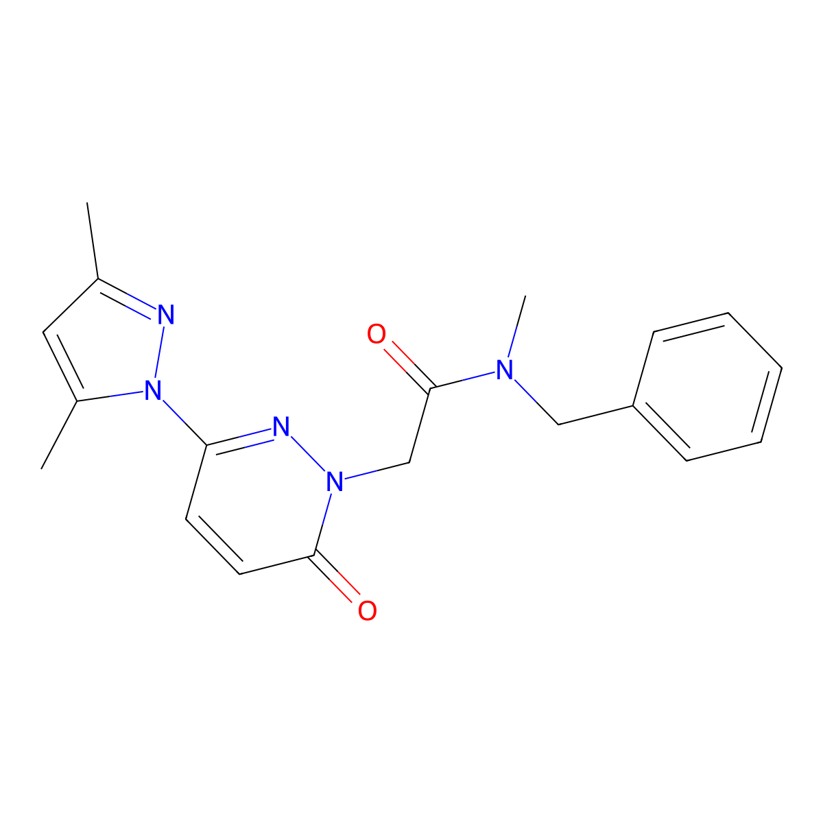 N-benzyl-2-(3-(3,5-dimethyl-1H-pyrazol-1-yl)-6-oxopyridazin-1(6H)-yl)-N-methylacetamide molecular structure, CAS 1219567-88-0