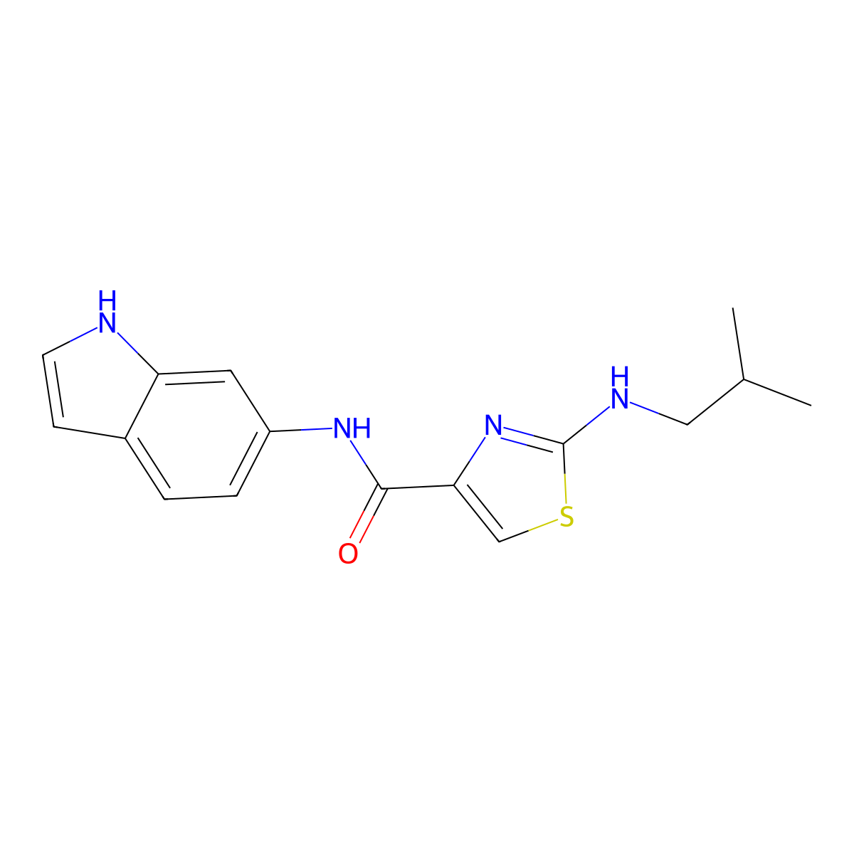 N-(1H-indol-6-yl)-2-(isobutylamino)-1,3-thiazole-4-carboxamide molecular structure, CAS 1219567-89-1