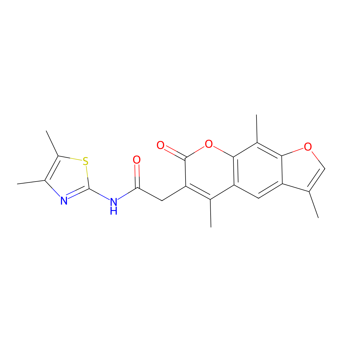 N-(4,5-dimethyl-1,3-thiazol-2-yl)-2-(3,5,9-trimethyl-7-oxo-7H-furo[3,2-g]chromen-6-yl)acetamide molecular structure, CAS 1219567-94-8