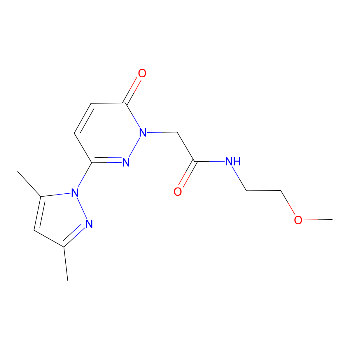 2-[3-(3,5-dimethyl-1H-pyrazol-1-yl)-6-oxopyridazin-1(6H)-yl]-N-(2-methoxyethyl)acetamide molecular structure, CAS 1219567-98-2