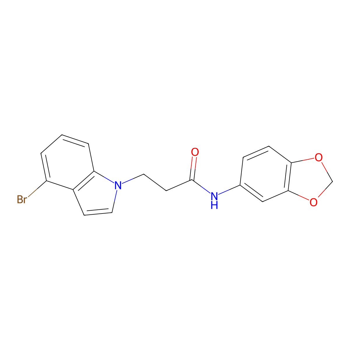 N-(1,3-benzodioxol-5-yl)-3-(4-bromo-1H-indol-1-yl)propanamide molecular structure, CAS 1219568-09-8