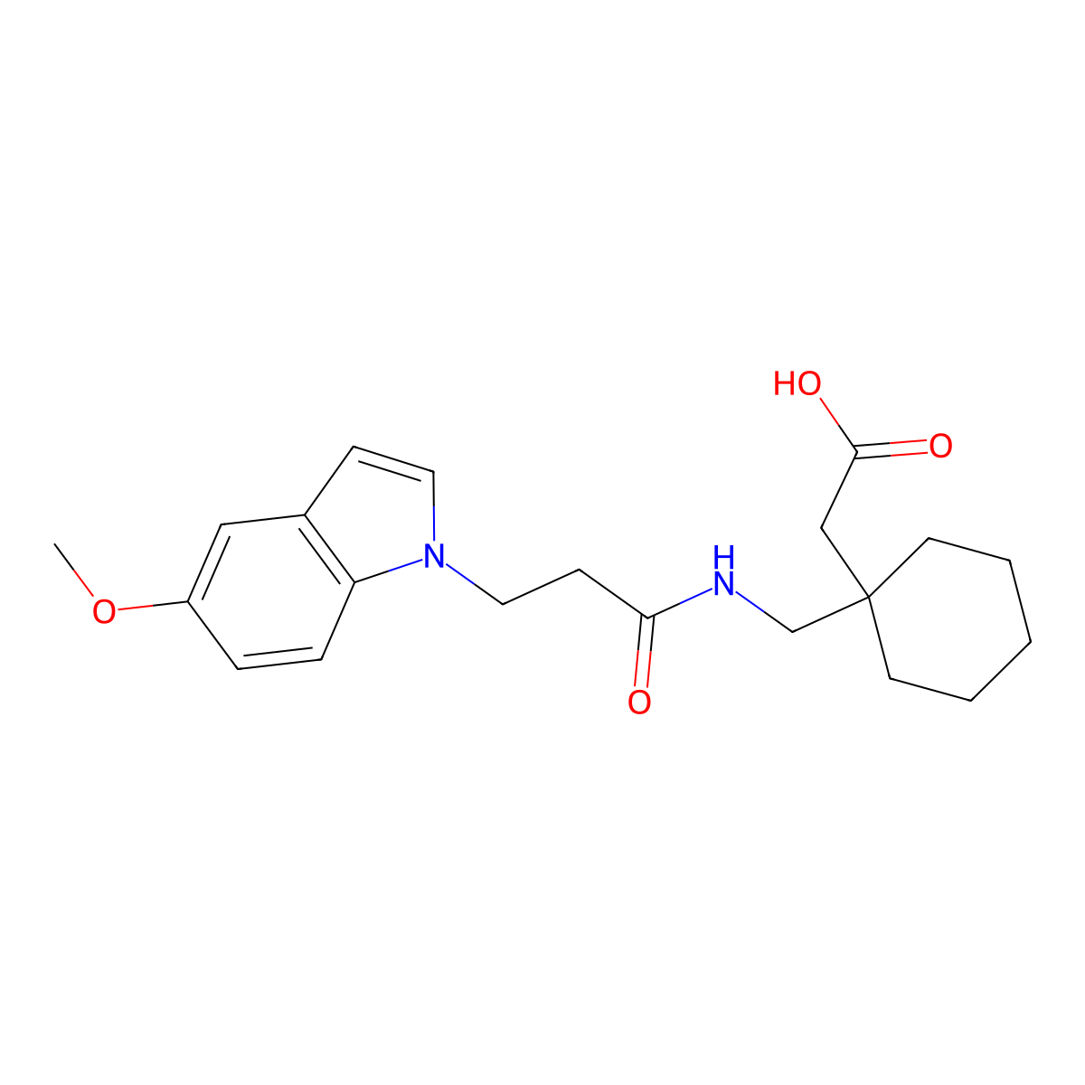 [1-({[3-(5-methoxy-1H-indol-1-yl)propanoyl]amino}methyl)cyclohexyl]acetic acid molecular structure, CAS 1219568-34-9