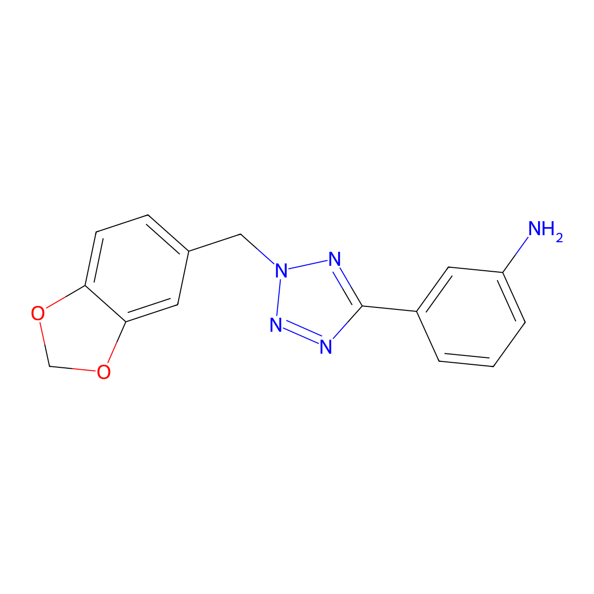 3-(2-(benzo[d][1,3]dioxol-5-ylmethyl)-2H-tetrazol-5-yl)aniline molecular structure, CAS 1219568-36-1
