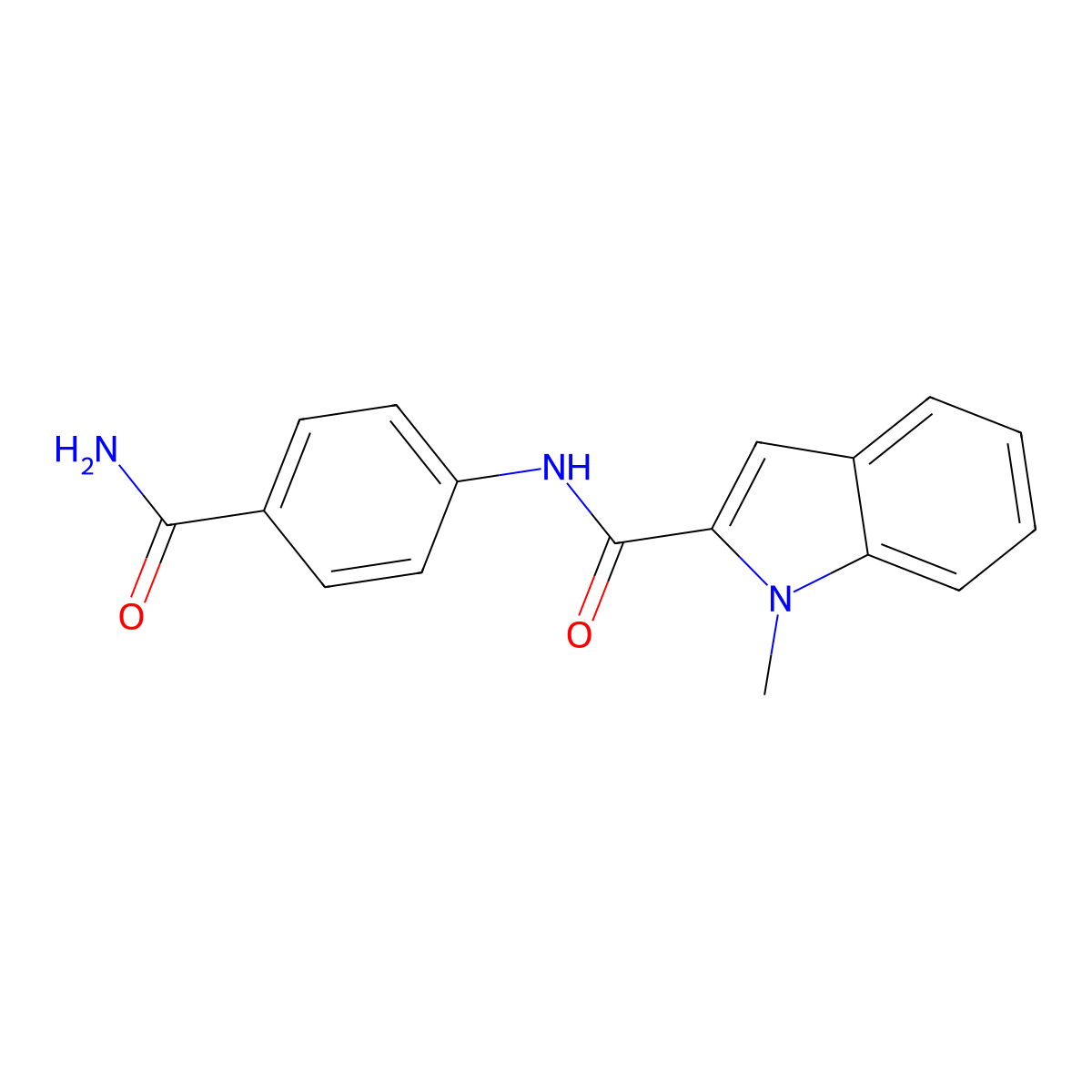 N-(4-carbamoylphenyl)-1-methyl-1H-indole-2-carboxamide molecular structure, CAS 1219568-37-2