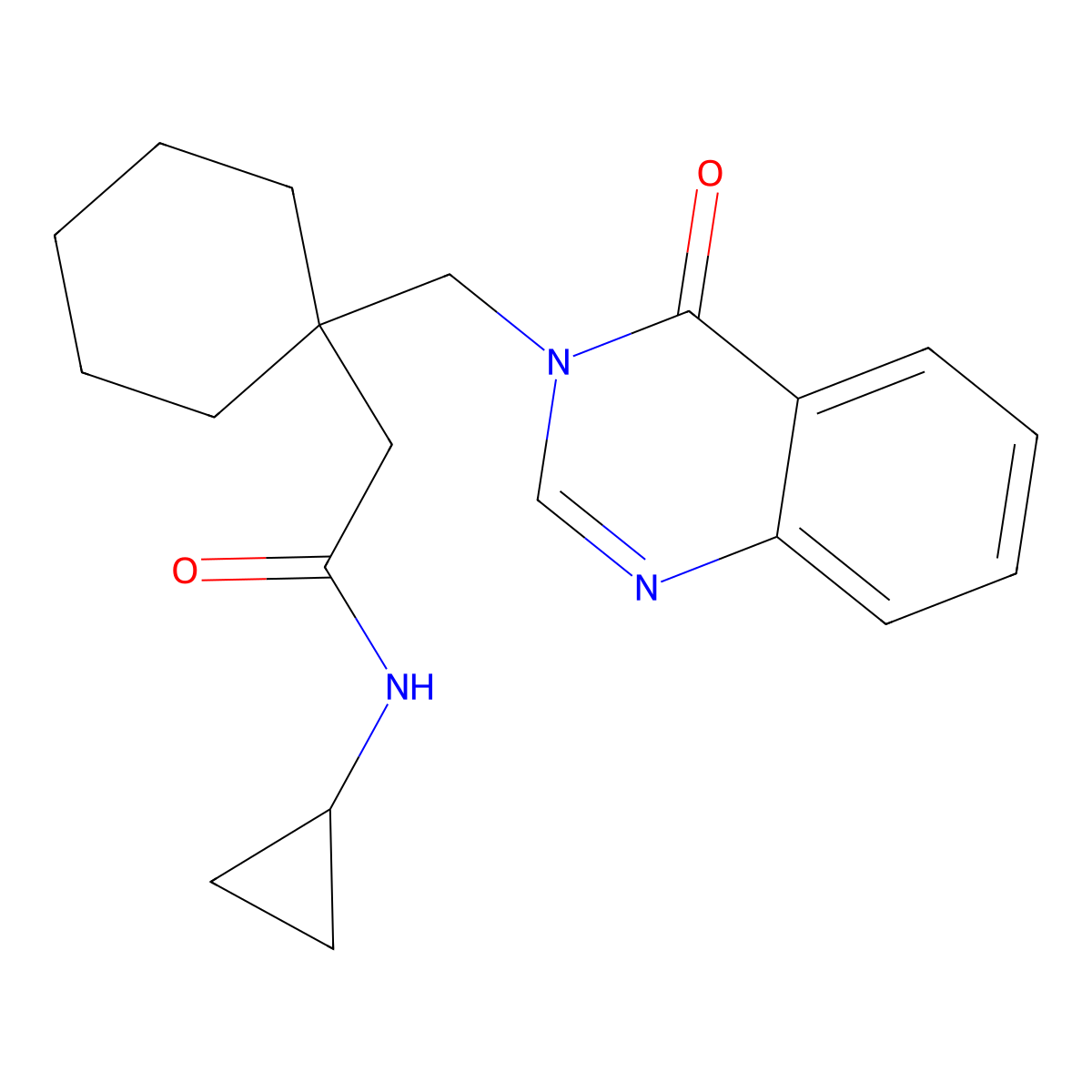 N-cyclopropyl-2-(1-{[4-oxo-3(4H)-quinazolinyl]methyl}cyclohexyl)acetamide molecular structure, CAS 1219568-39-4