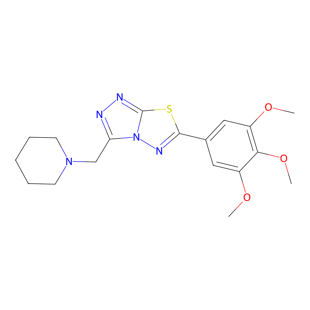 3-(1-Piperidinylmethyl)-6-(3,4,5-trimethoxyphenyl)[1,2,4]triazolo[3,4-b][1,3,4]thiadiazole molecular structure, CAS 1219568-45-2