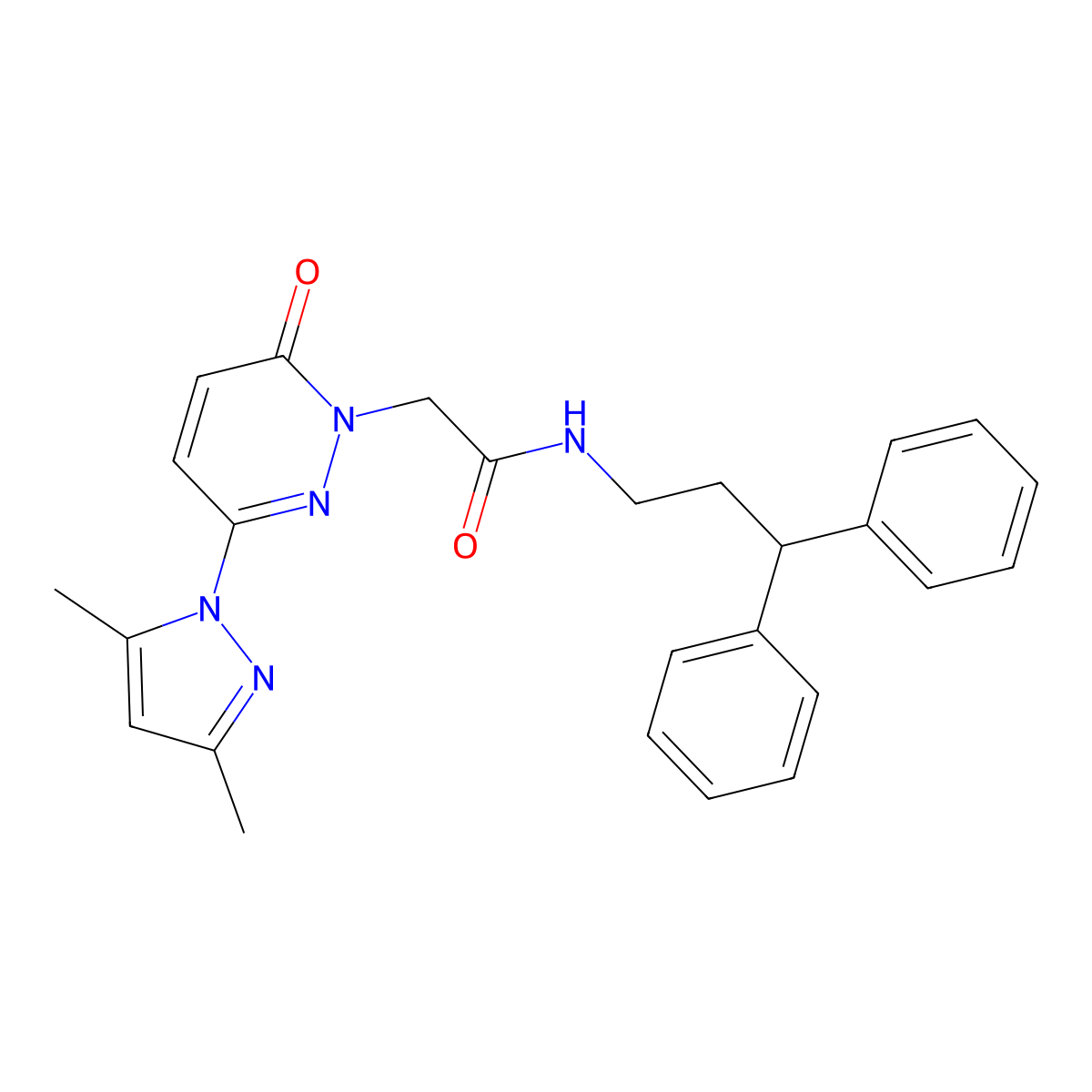 2-(3-(3,5-dimethyl-1H-pyrazol-1-yl)-6-oxopyridazin-1(6H)-yl)-N-(3,3-diphenylpropyl)acetamide molecular structure, CAS 1219568-49-6