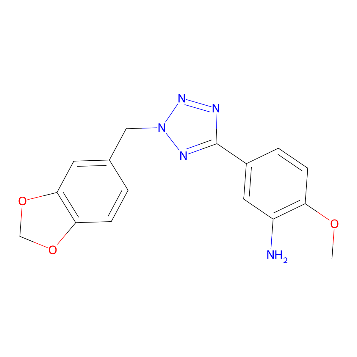 5-(2-(benzo[d][1,3]dioxol-5-ylmethyl)-2H-tetrazol-5-yl)-2-methoxyaniline molecular structure, CAS 1219568-58-7