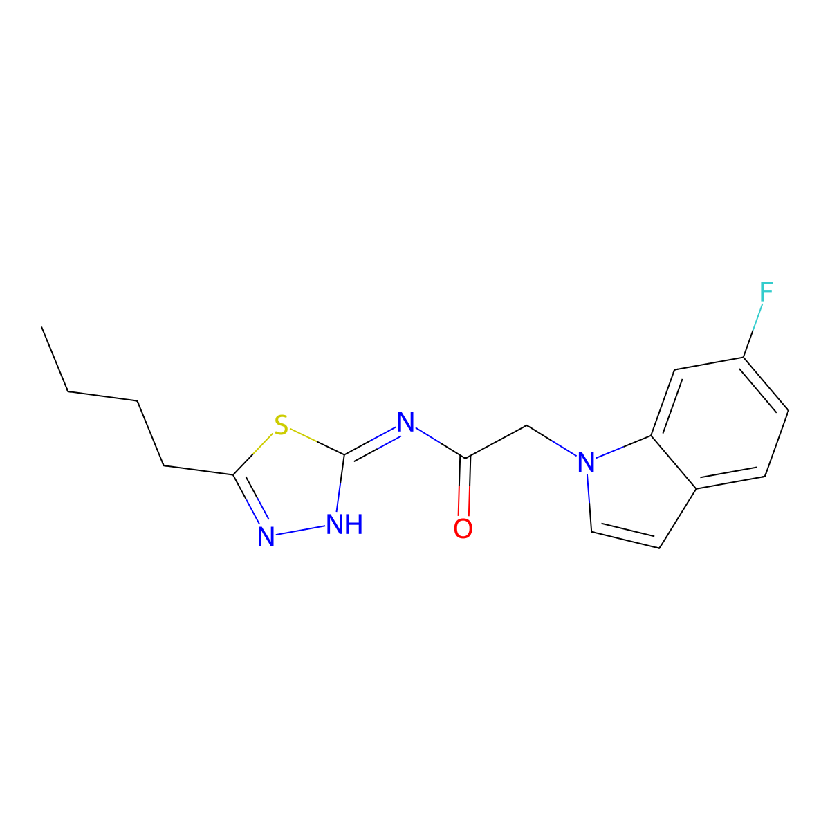 N-(5-butyl-1,3,4-thiadiazol-2-yl)-2-(6-fluoro-1H-indol-1-yl)acetamide molecular structure, CAS 1219568-74-7