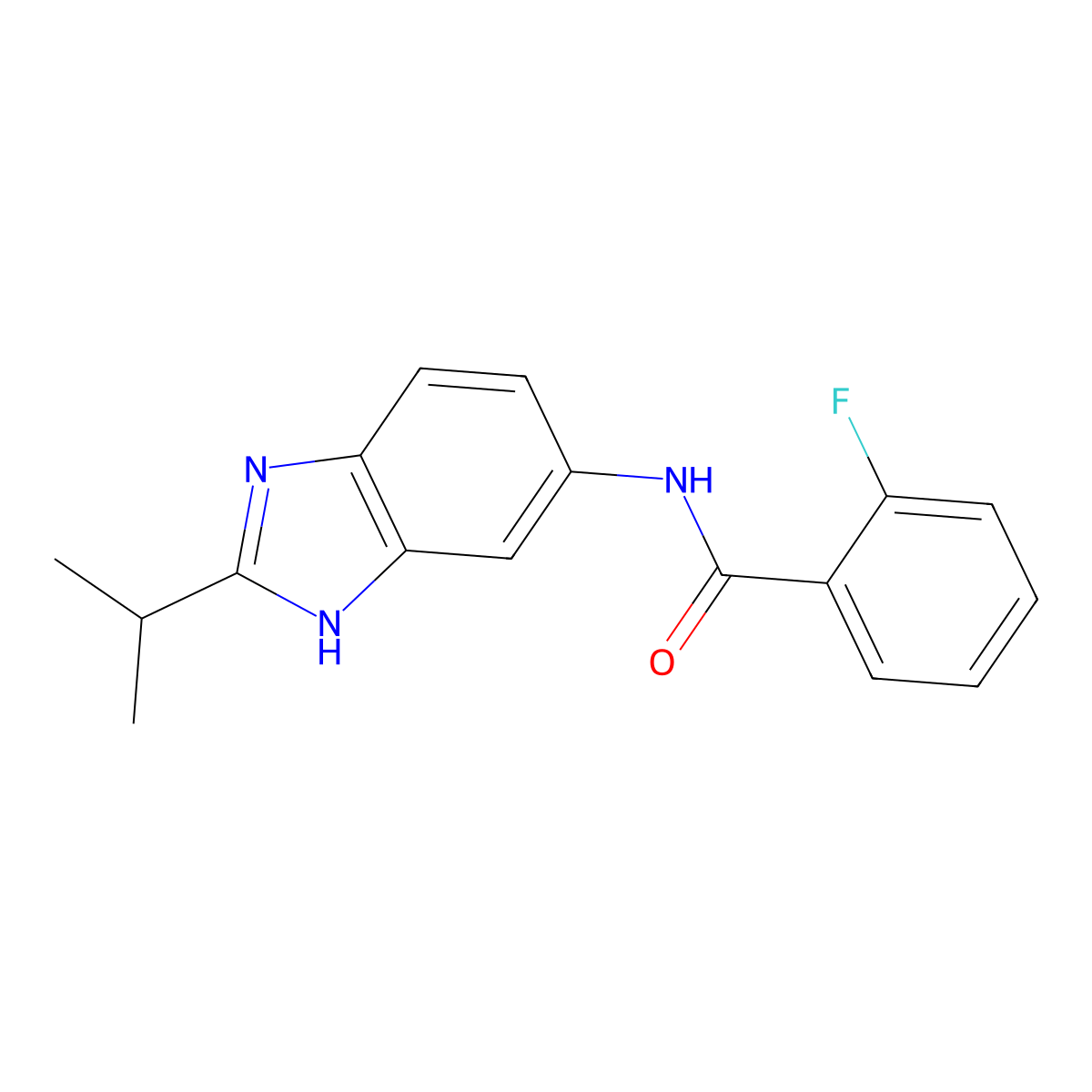 2-fluoro-N-[2-(propan-2-yl)-1H-benzimidazol-5-yl]benzamide molecular structure, CAS 1219568-75-8