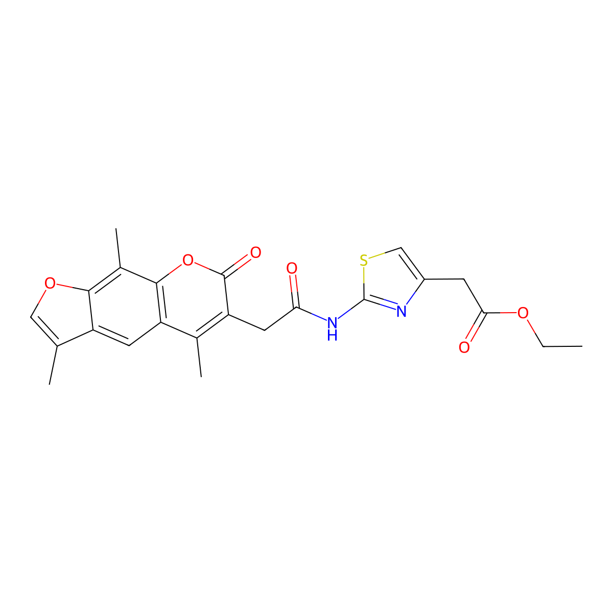 ethyl (2-{[(3,5,9-trimethyl-7-oxo-7H-furo[3,2-g]chromen-6-yl)acetyl]amino}-1,3-thiazol-4-yl)acetate molecular structure, CAS 1219568-79-2