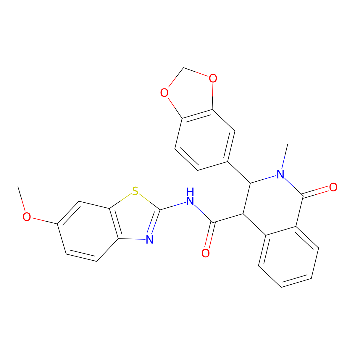 3-(1,3-benzodioxol-5-yl)-N-[(2Z)-6-methoxy-1,3-benzothiazol-2(3H)-ylidene]-2-methyl-1-oxo-1,2,3,4-tetrahydroisoquinoline-4-carboxamide molecular structure, CAS 1219568-96-3