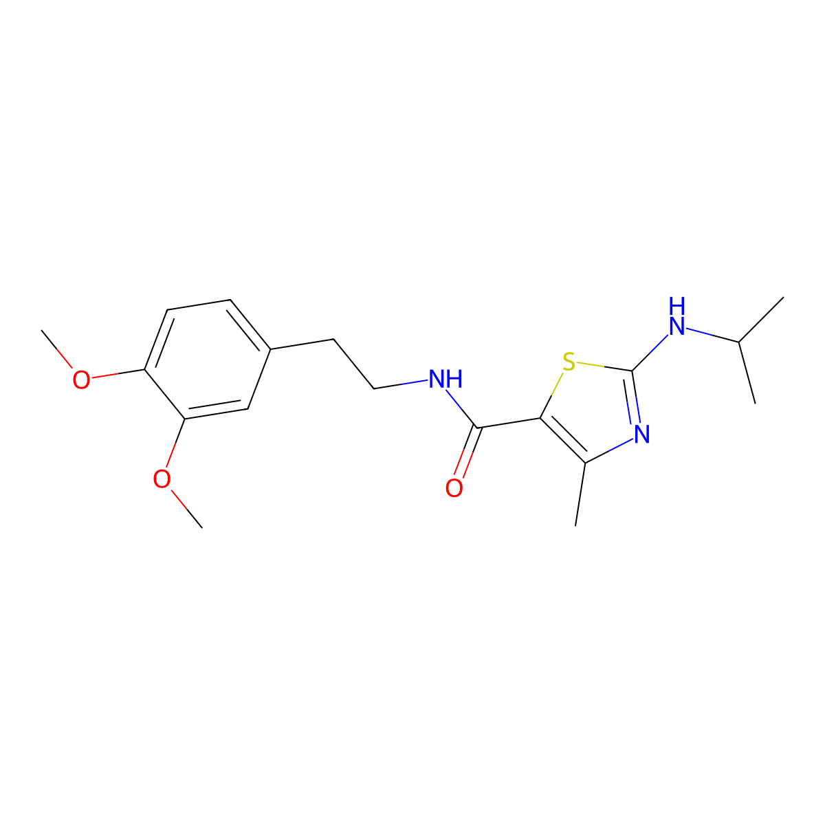 N-[2-(3,4-dimethoxyphenyl)ethyl]-4-methyl-2-(propan-2-ylamino)-1,3-thiazole-5-carboxamide molecular structure, CAS 1219569-09-1