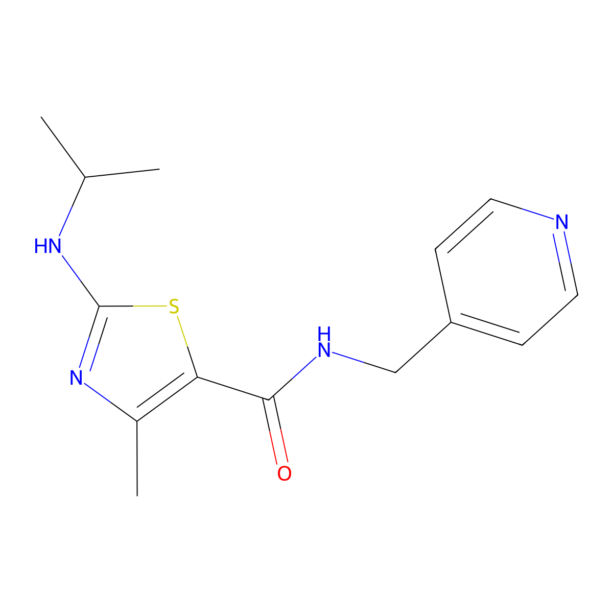4-methyl-2-(propan-2-ylamino)-N-(pyridin-4-ylmethyl)-1,3-thiazole-5-carboxamide molecular structure, CAS 1219569-13-7