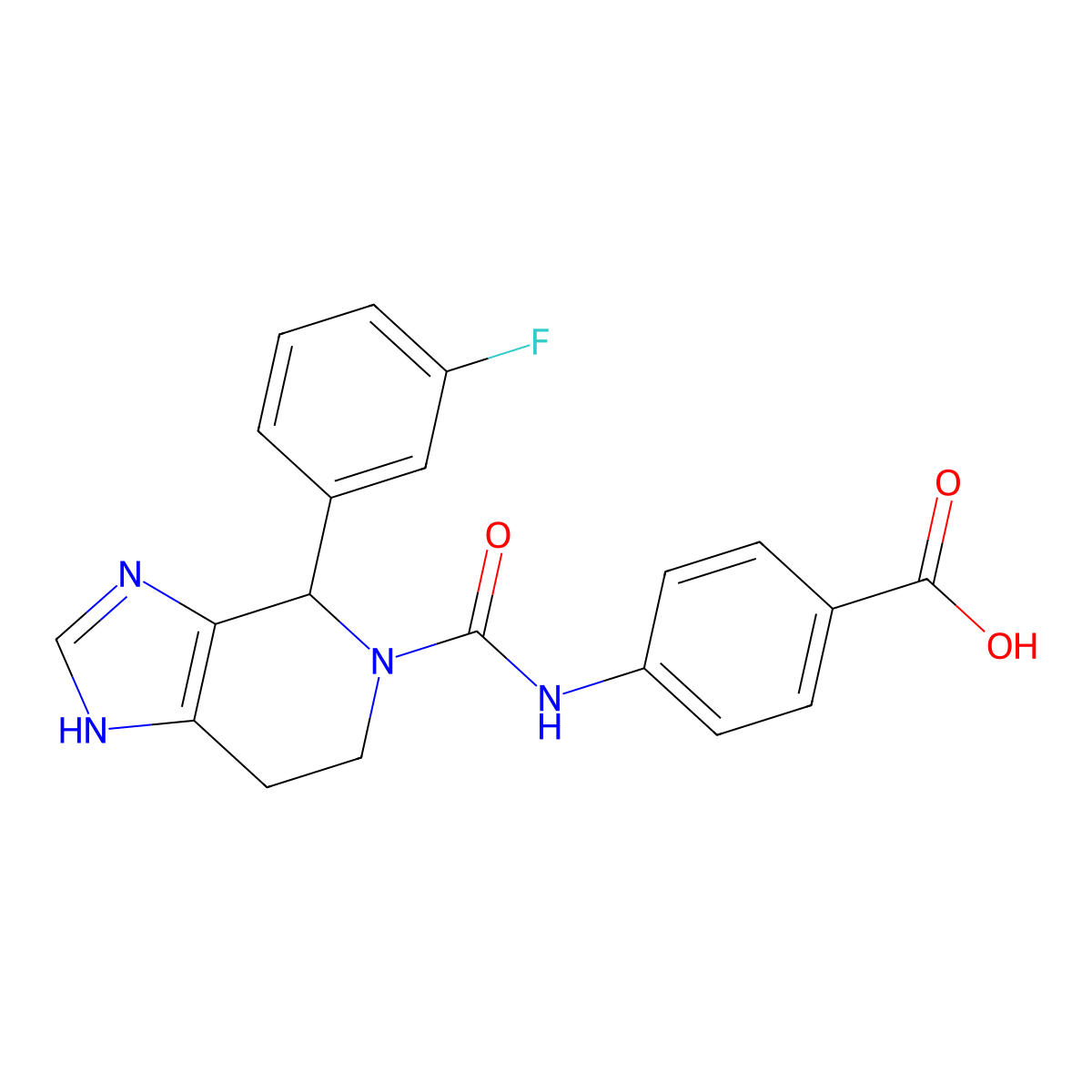 4-({[4-(3-fluorophenyl)-1,4,6,7-tetrahydro-5H-imidazo[4,5-c]pyridin-5-yl]carbonyl}amino)benzoic acid molecular structure, CAS 1219569-20-6