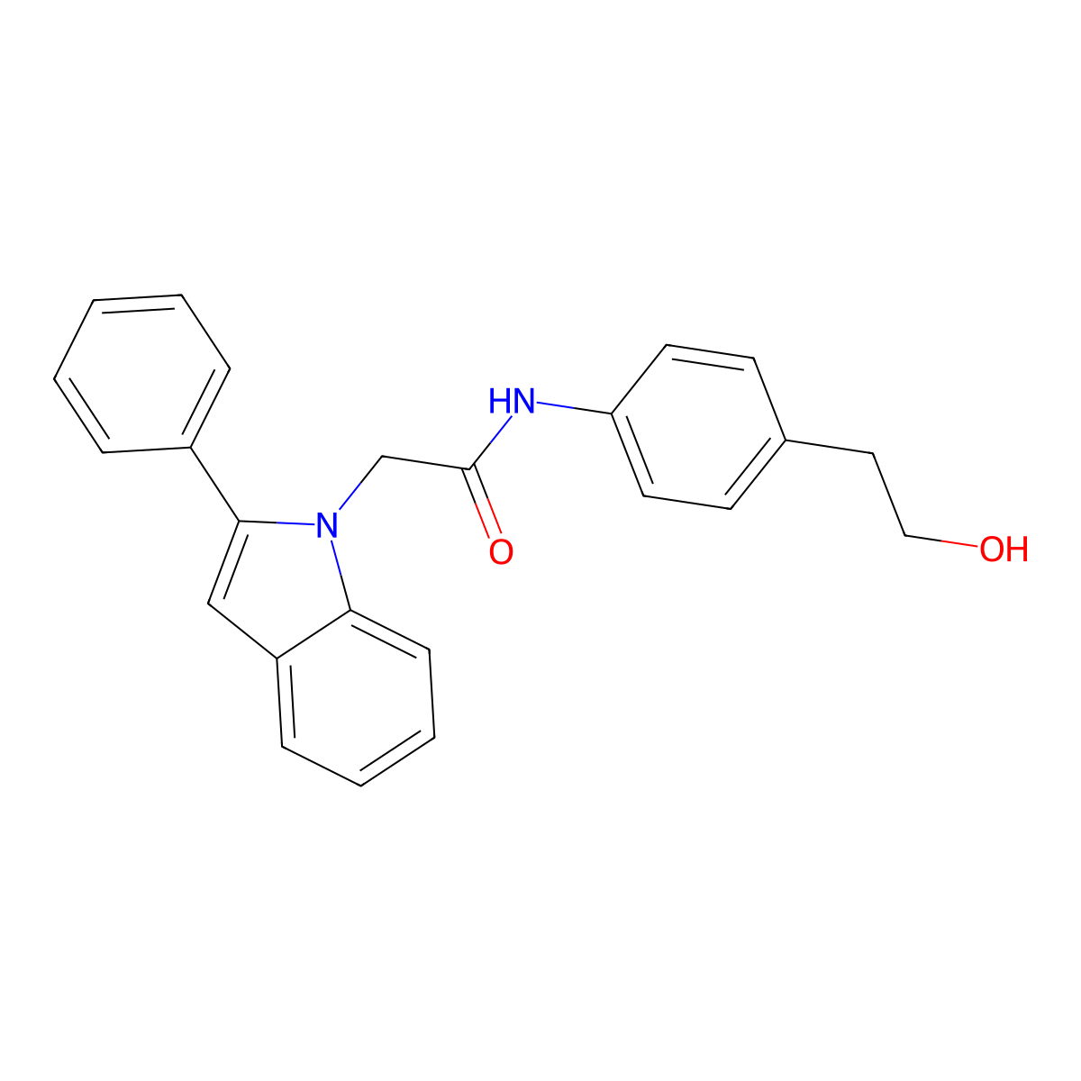 N-[4-(2-hydroxyethyl)phenyl]-2-(2-phenyl-1H-indol-1-yl)acetamide molecular structure, CAS 1219569-26-2