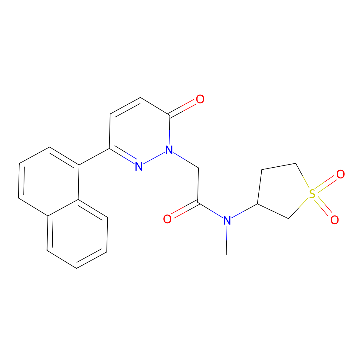 N-(1,1-dioxidotetrahydrothiophen-3-yl)-N-methyl-2-[3-(naphthalen-1-yl)-6-oxopyridazin-1(6H)-yl]acetamide molecular structure, CAS 1219569-37-5