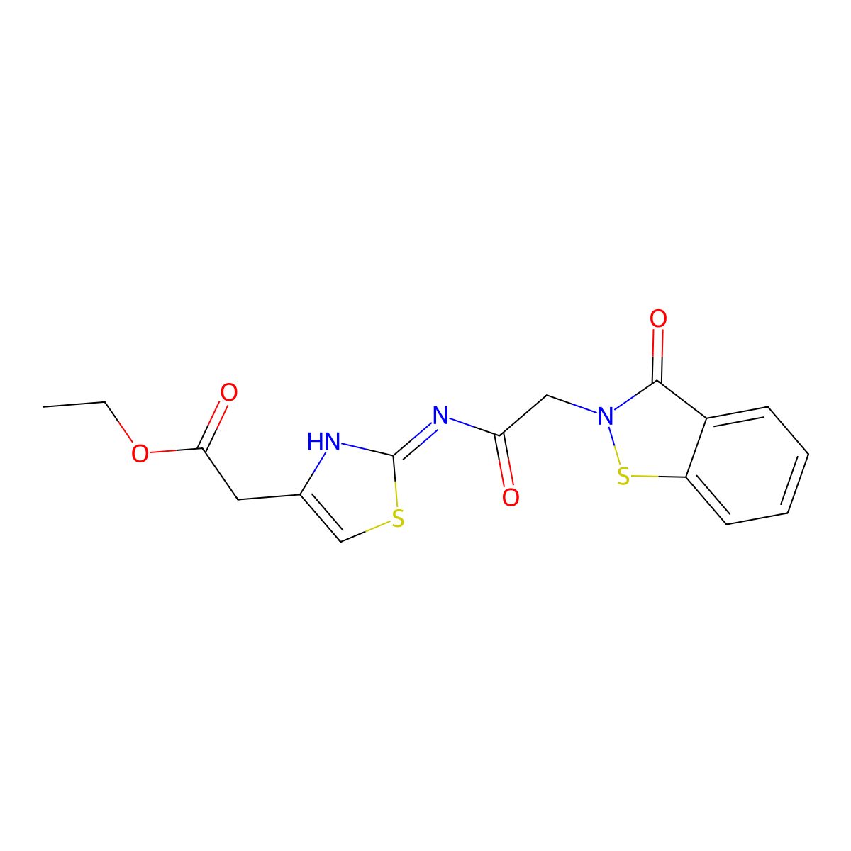 ethyl (2-{[(3-oxo-1,2-benzothiazol-2(3H)-yl)acetyl]amino}-1,3-thiazol-4-yl)acetate molecular structure, CAS 1219569-76-2