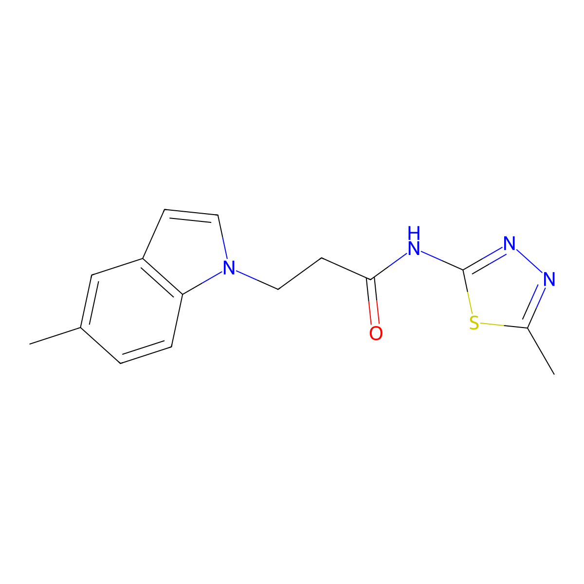 3-(5-methyl-1H-indol-1-yl)-N-[(2Z)-5-methyl-1,3,4-thiadiazol-2(3H)-ylidene]propanamide molecular structure, CAS 1219569-78-4