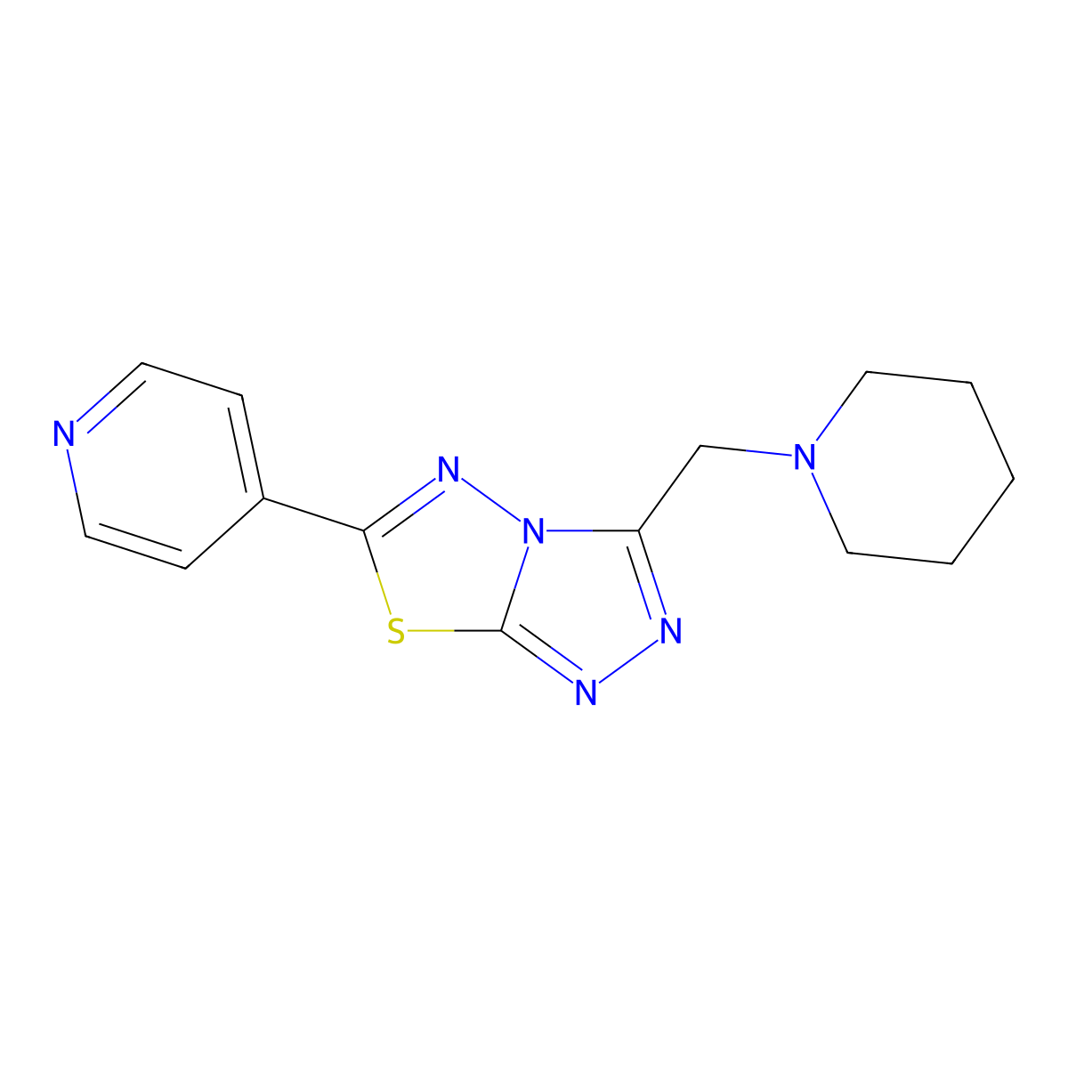 3-(1-Piperidinylmethyl)-6-(4-pyridinyl)[1,2,4]triazolo[3,4-b][1,3,4]thiadiazole molecular structure, CAS 1219569-91-1
