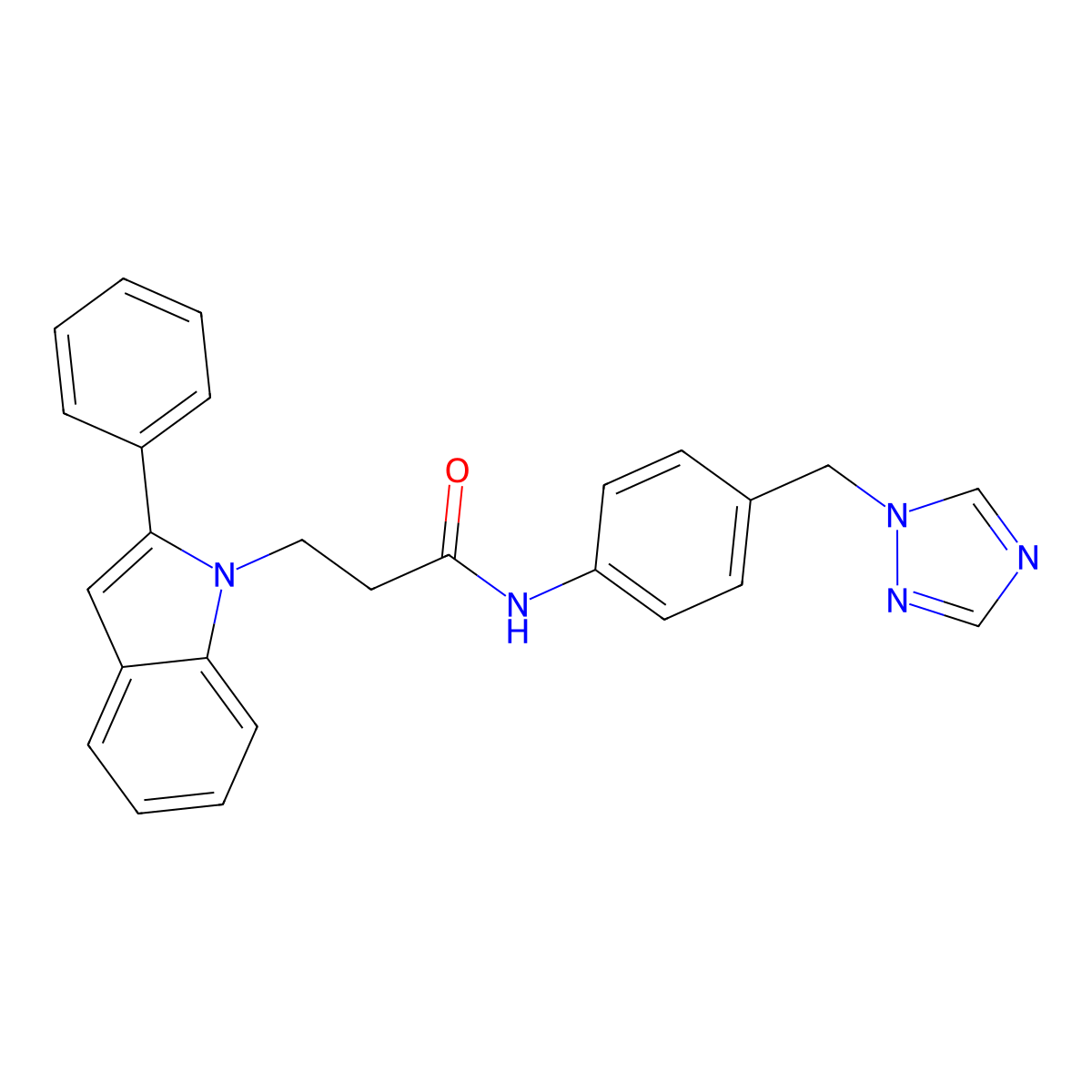 3-(2-phenyl-1H-indol-1-yl)-N-[4-(1H-1,2,4-triazol-1-ylmethyl)phenyl]propanamide molecular structure, CAS 1219570-14-5