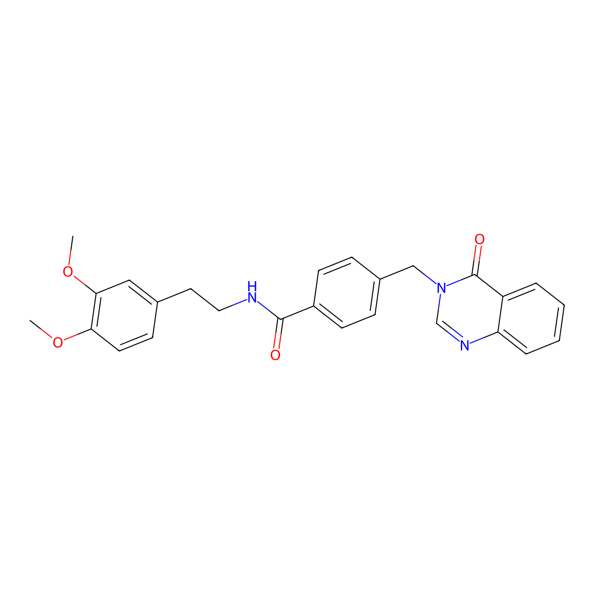 N-(3,4-dimethoxyphenethyl)-4-{[4-oxo-3(4H)-quinazolinyl]methyl}benzamide molecular structure, CAS 1219570-15-6