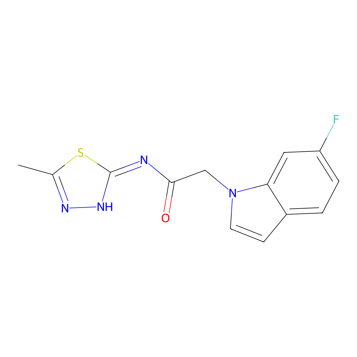2-(6-fluoro-1H-indol-1-yl)-N-(5-methyl-1,3,4-thiadiazol-2-yl)acetamide molecular structure, CAS 1219570-30-5