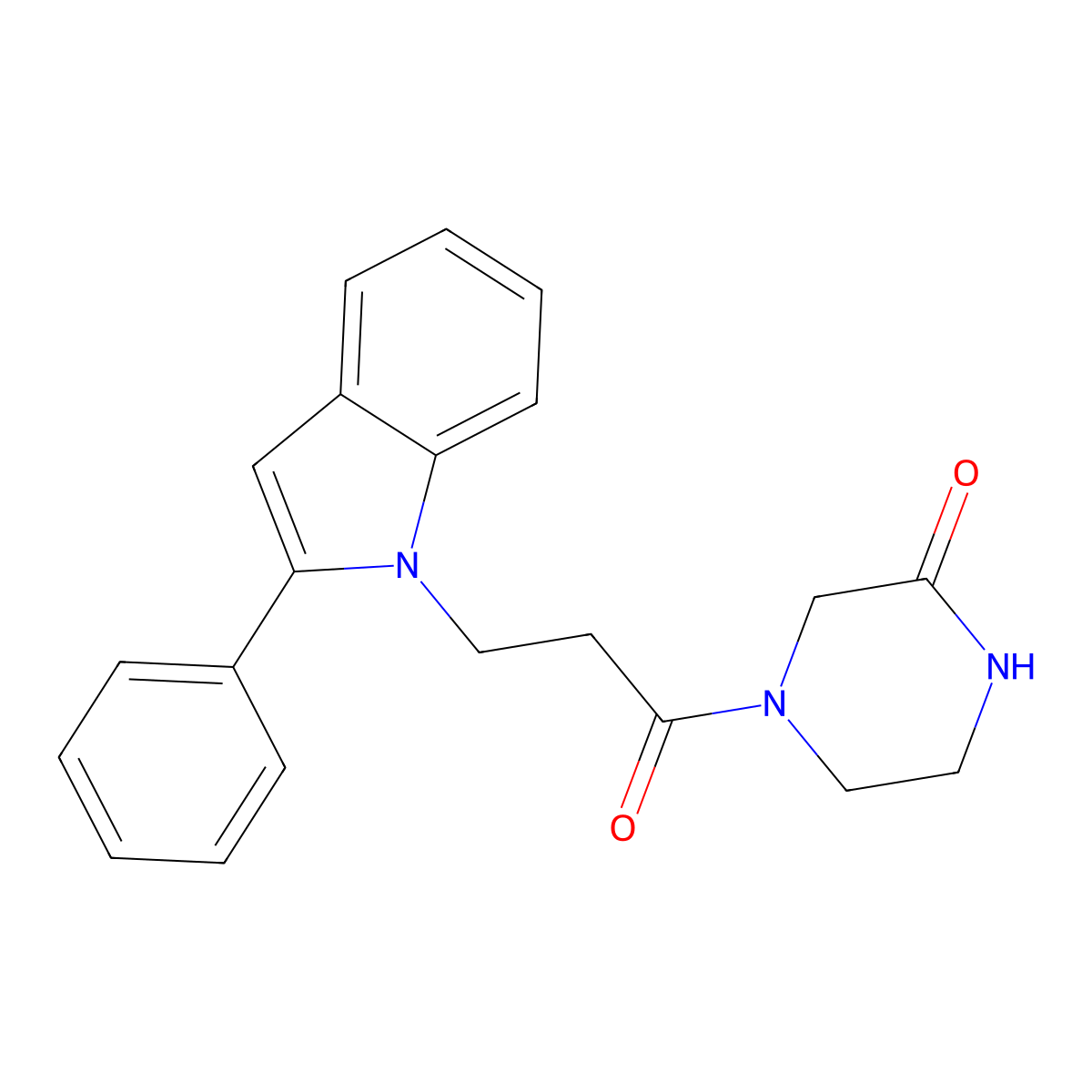 4-[3-(2-phenyl-1H-indol-1-yl)propanoyl]piperazin-2-one molecular structure, CAS 1219570-38-3