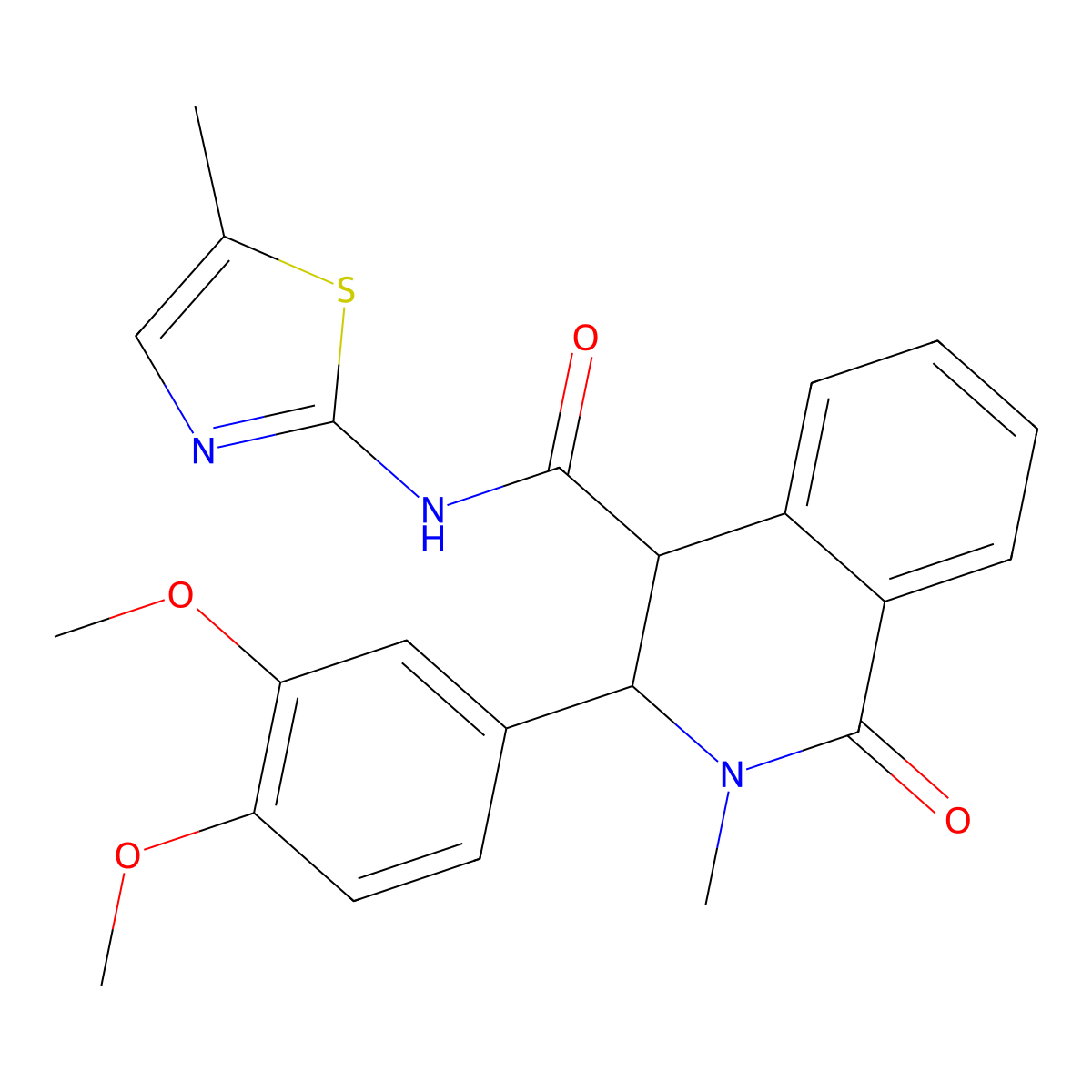 3-(3,4-dimethoxyphenyl)-2-methyl-N-(5-methyl-1,3-thiazol-2-yl)-1-oxo-1,2,3,4-tetrahydroisoquinoline-4-carboxamide molecular structure, CAS 1219570-44-1