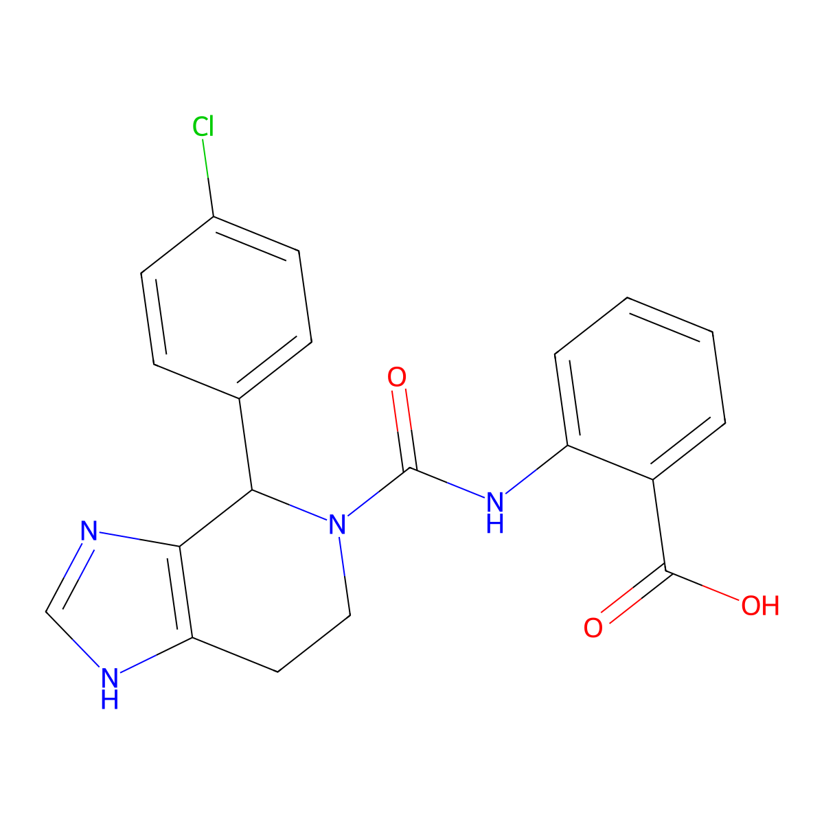 2-({[4-(4-chlorophenyl)-1,4,6,7-tetrahydro-5H-imidazo[4,5-c]pyridin-5-yl]carbonyl}amino)benzoic acid molecular structure, CAS 1219570-45-2