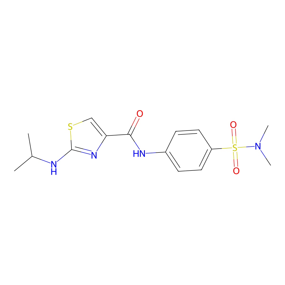 N-{4-[(dimethylamino)sulfonyl]phenyl}-2-(isopropylamino)-1,3-thiazole-4-carboxamide molecular structure, CAS 1219570-52-1