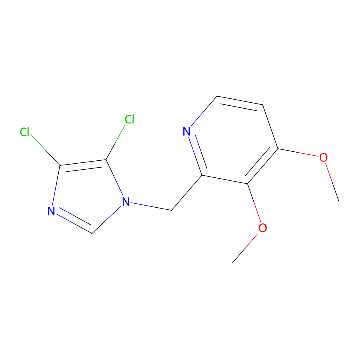 2-((4,5-dichloro-1H-imidazol-1-yl)methyl)-3,4-dimethoxypyridine molecular structure, CAS 1219570-73-6