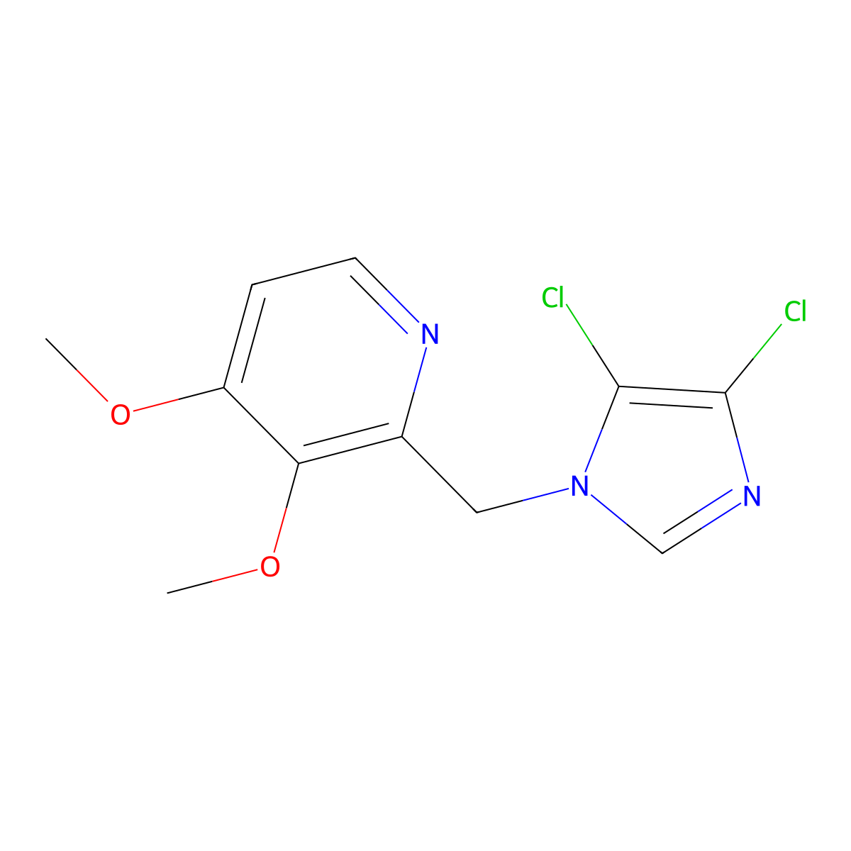 2-((4,5-dichloro-1H-imidazol-1-yl)methyl)-3,4-dimethoxypyridine molecular structure, CAS 1219570-73-6