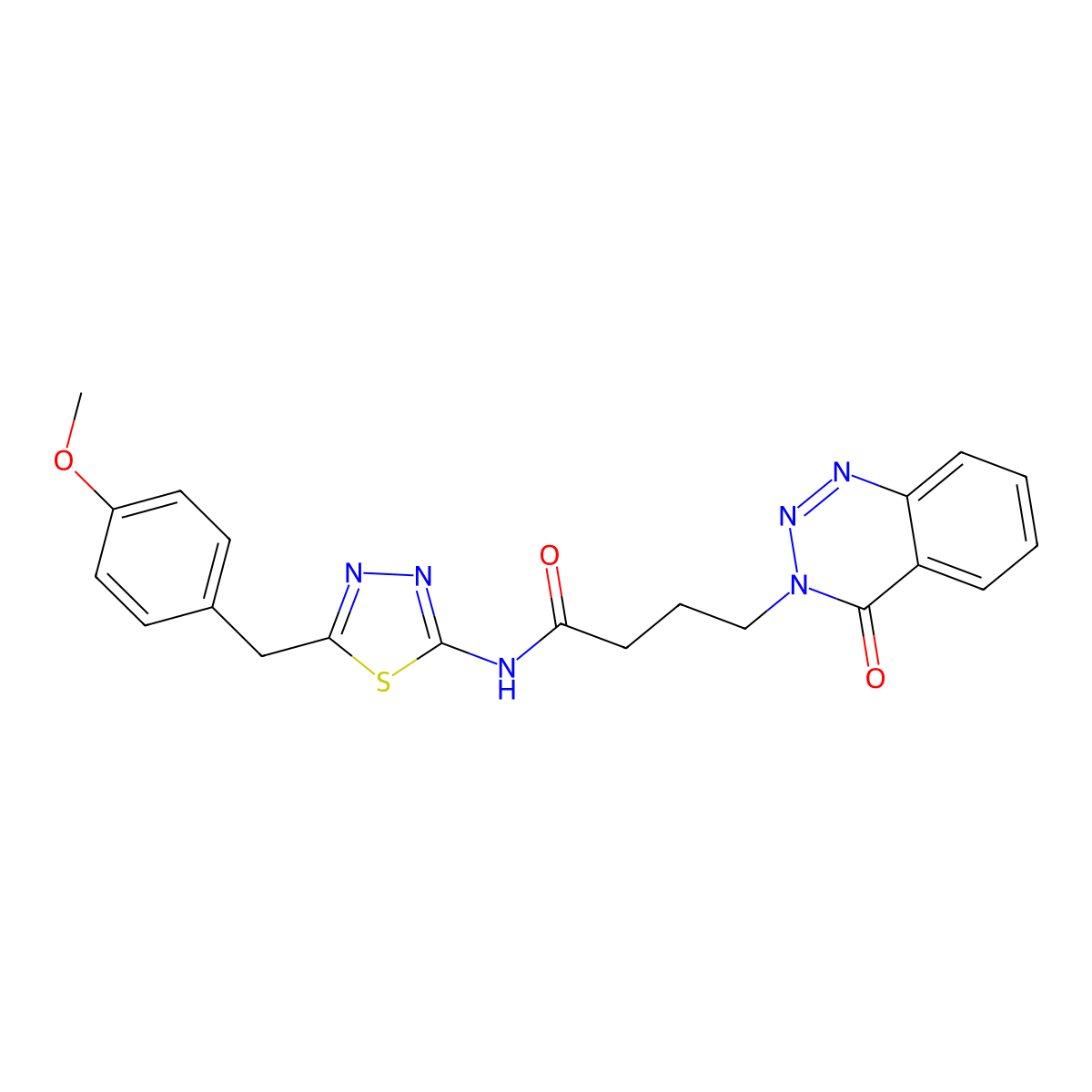N-[(2Z)-5-(4-methoxybenzyl)-1,3,4-thiadiazol-2(3H)-ylidene]-4-(4-oxo-1,2,3-benzotriazin-3(4H)-yl)butanamide molecular structure, CAS 1219570-79-2