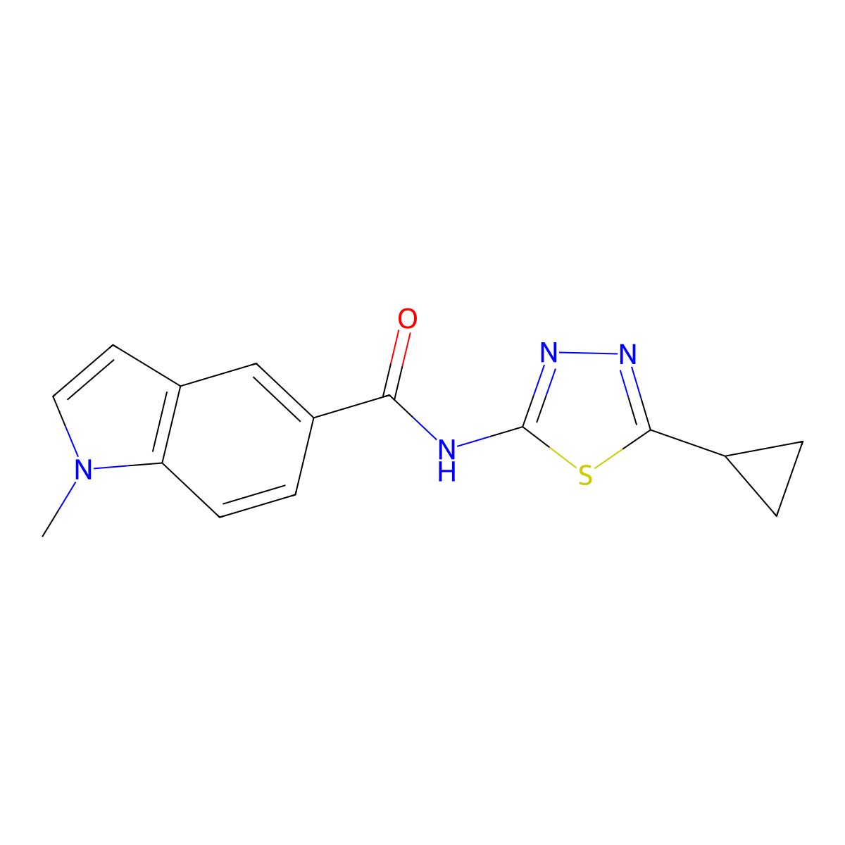 N-(5-cyclopropyl-1,3,4-thiadiazol-2-yl)-1-methyl-1H-indole-5-carboxamide molecular structure, CAS 1219570-84-9