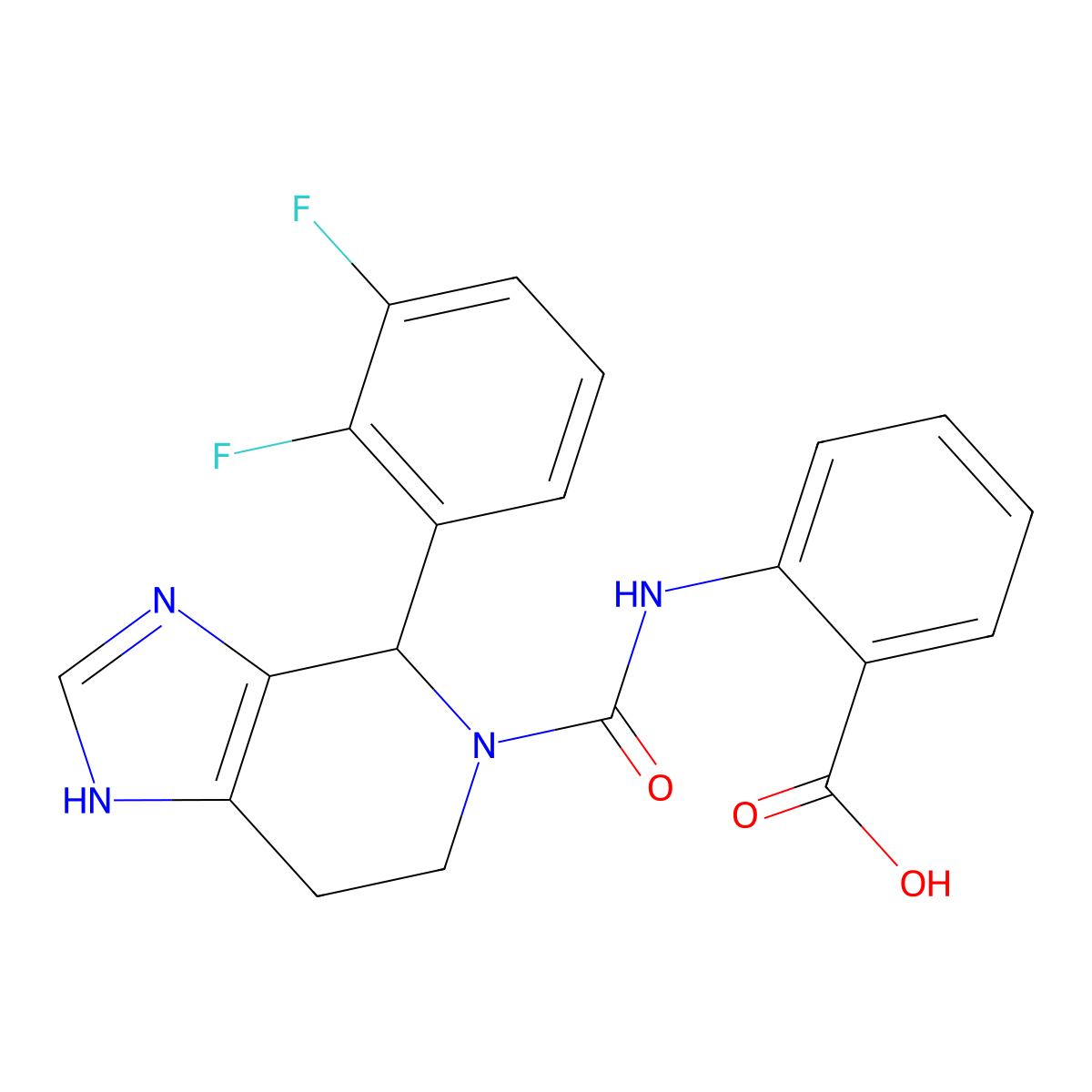 2-({[4-(2,3-difluorophenyl)-1,4,6,7-tetrahydro-5H-imidazo[4,5-c]pyridin-5-yl]carbonyl}amino)benzoic acid molecular structure, CAS 1219570-91-8