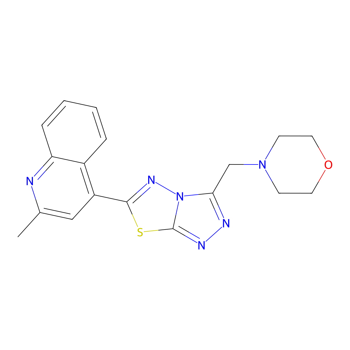 2-Methyl-4-[3-(morpholin-4-ylmethyl)[1,2,4]triazolo[3,4-b][1,3,4]thiadiazol-6-yl]quinoline molecular structure, CAS 1219570-98-5