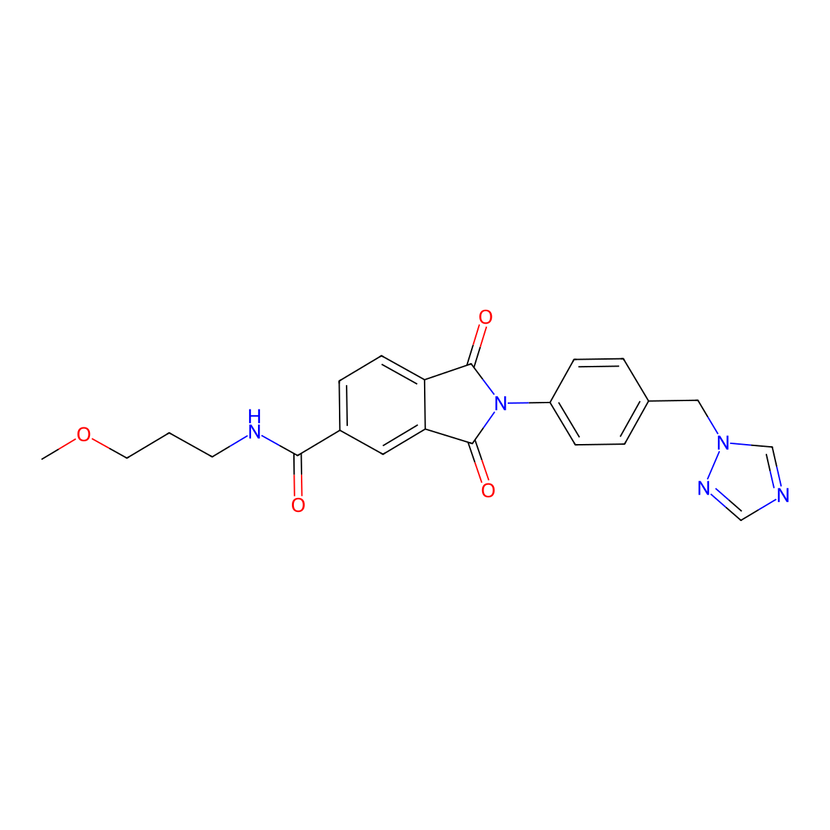 N-(3-methoxypropyl)-1,3-dioxo-2-[4-(1H-1,2,4-triazol-1-ylmethyl)phenyl]-2,3-dihydro-1H-isoindole-5-carboxamide molecular structure, CAS 1219571-05-7