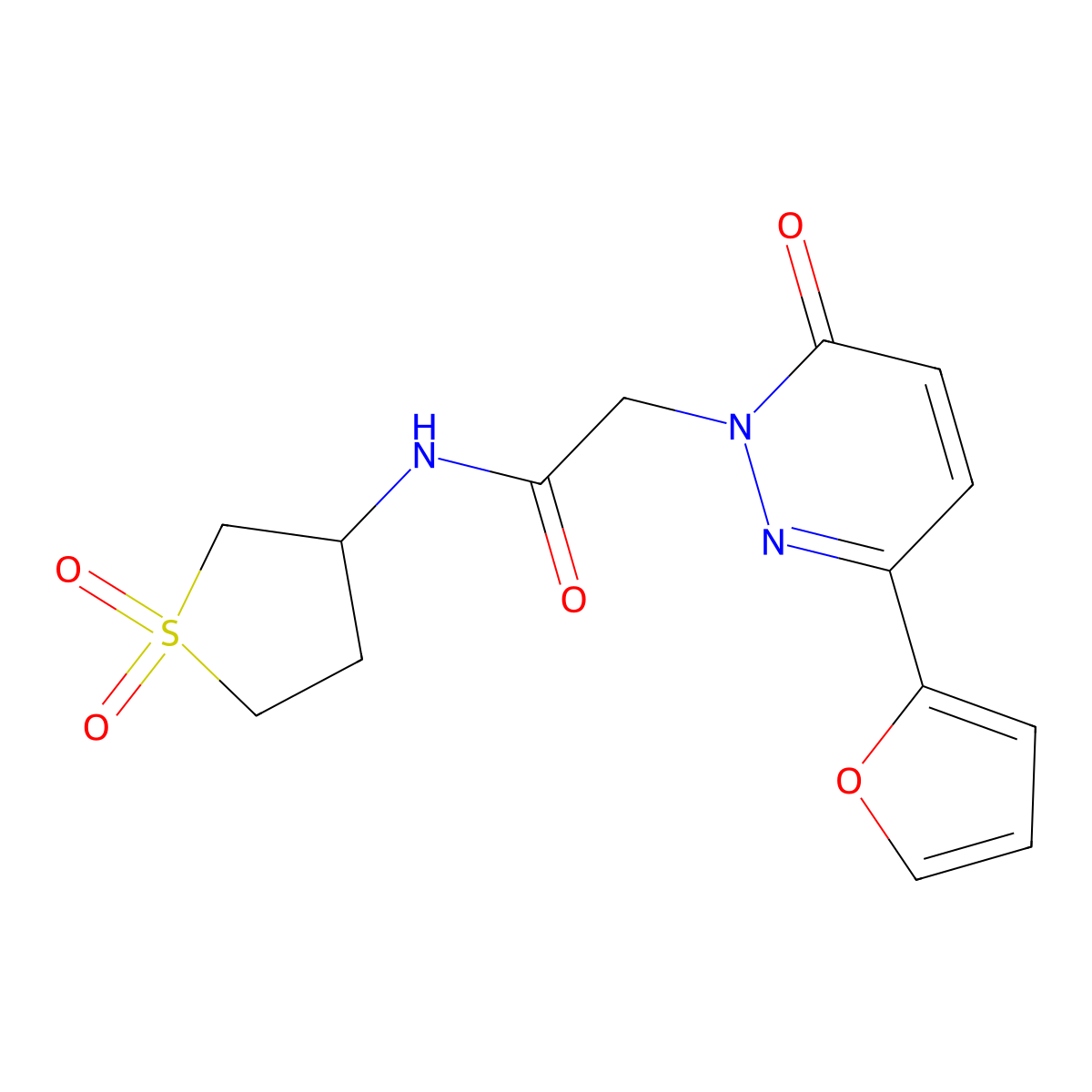 N-(1,1-dioxidotetrahydrothiophen-3-yl)-2-[3-(furan-2-yl)-6-oxopyridazin-1(6H)-yl]acetamide molecular structure, CAS 1219571-19-3
