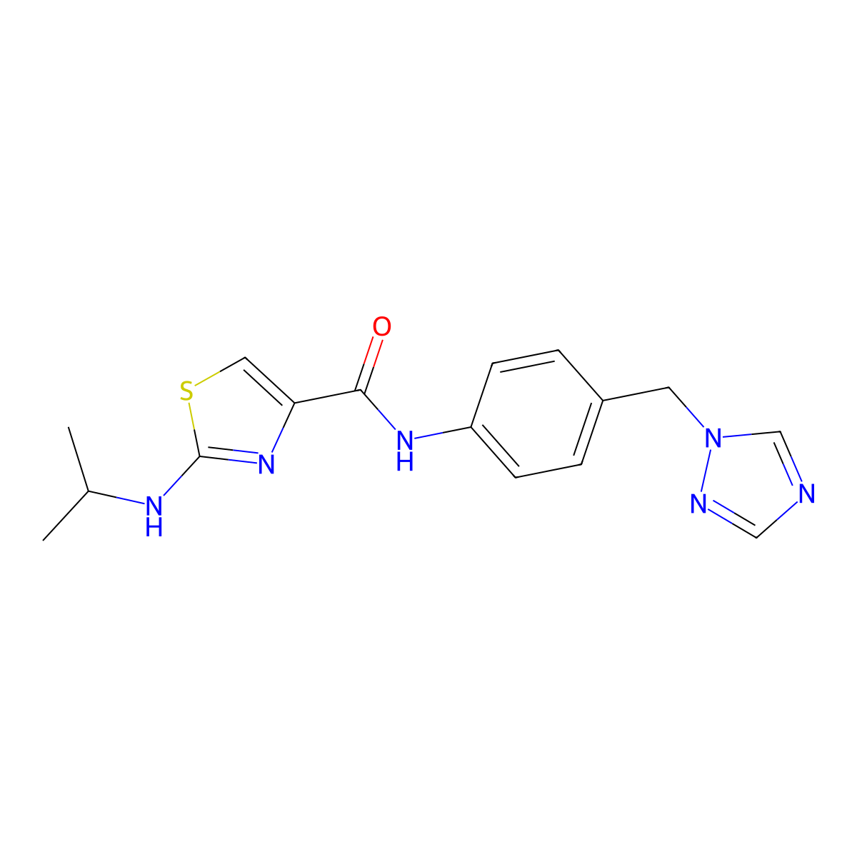 2-(propan-2-ylamino)-N-[4-(1H-1,2,4-triazol-1-ylmethyl)phenyl]-1,3-thiazole-4-carboxamide molecular structure, CAS 1219571-35-3