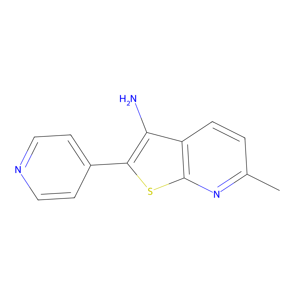 6-Methyl-2-(pyridin-4-yl)thieno[2,3-b]pyridin-3-amine molecular structure, CAS 1219571-36-4