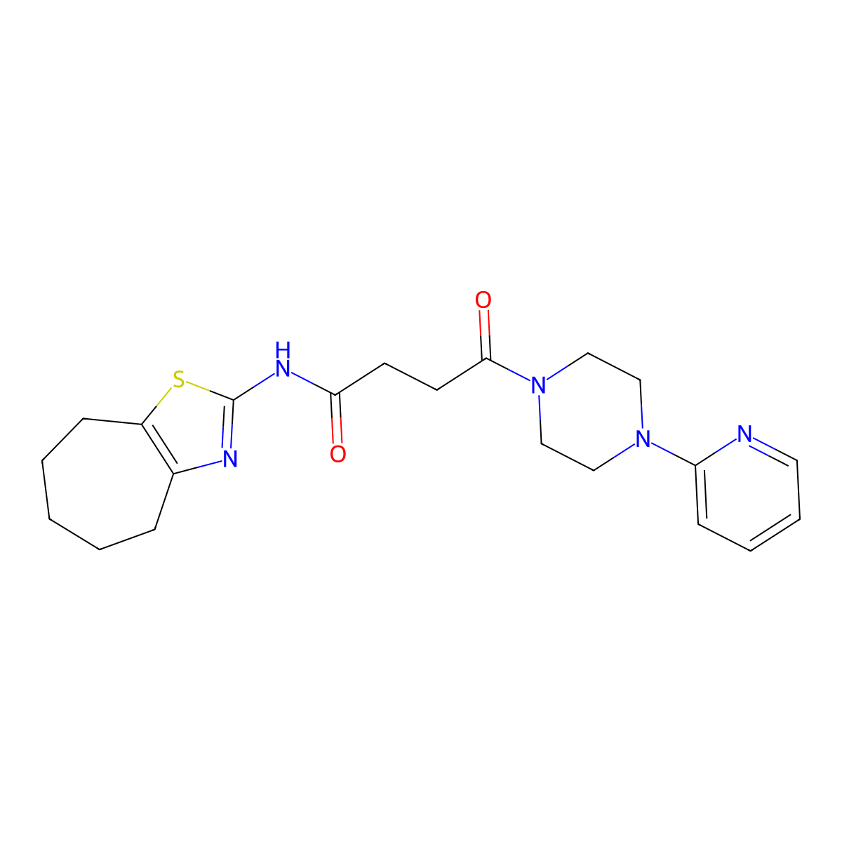 N-[(2E)-3,4,5,6,7,8-hexahydro-2H-cyclohepta[d][1,3]thiazol-2-ylidene]-4-oxo-4-[4-(pyridin-2-yl)piperazin-1-yl]butanamide molecular structure, CAS 1219571-38-6