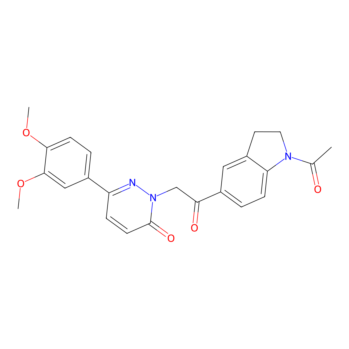 2-[2-(1-acetyl-2,3-dihydro-1H-indol-5-yl)-2-oxoethyl]-6-(3,4-dimethoxyphenyl)pyridazin-3(2H)-one molecular structure, CAS 1219571-40-0