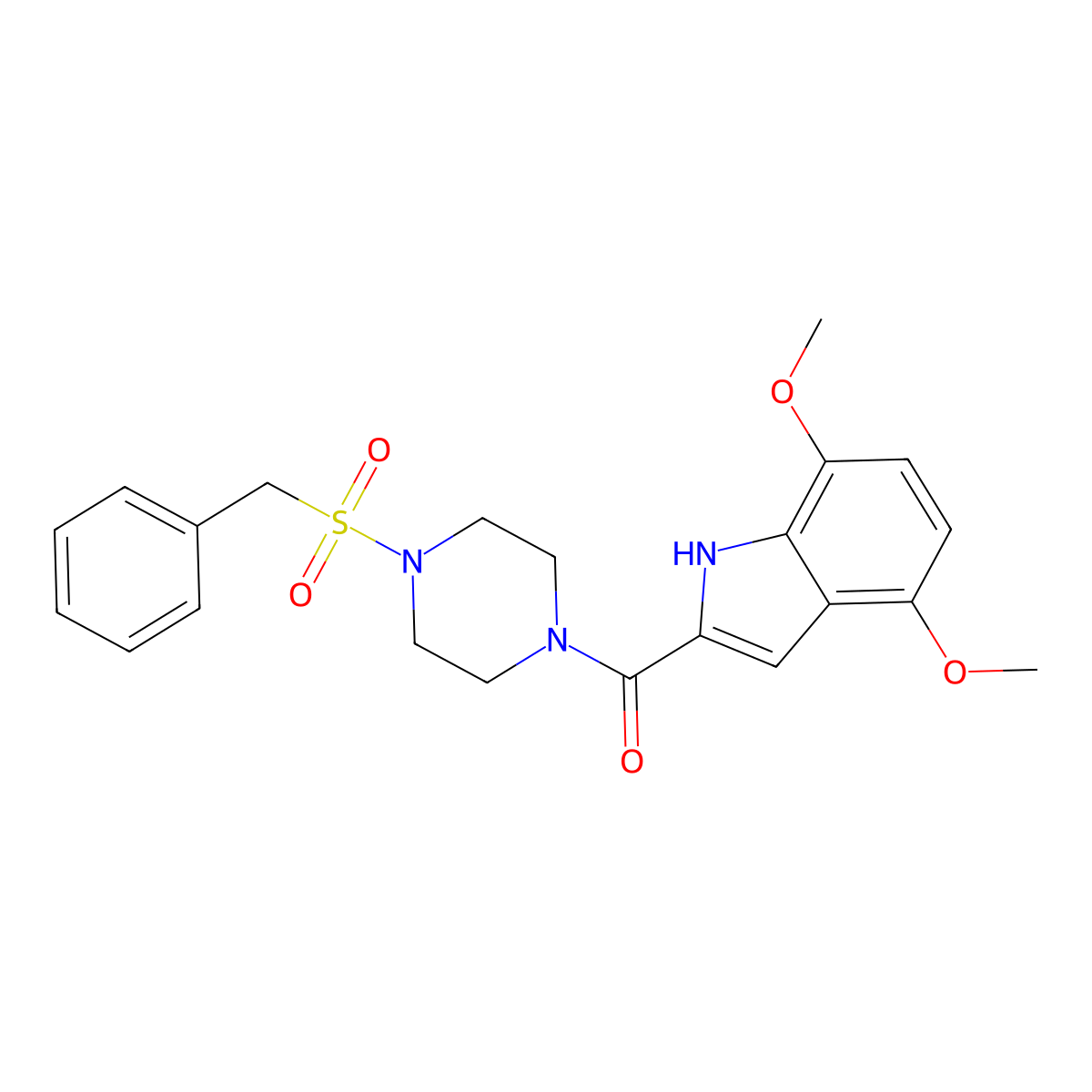[4-(benzylsulfonyl)piperazin-1-yl](4,7-dimethoxy-1H-indol-2-yl)methanone molecular structure, CAS 1219571-50-2