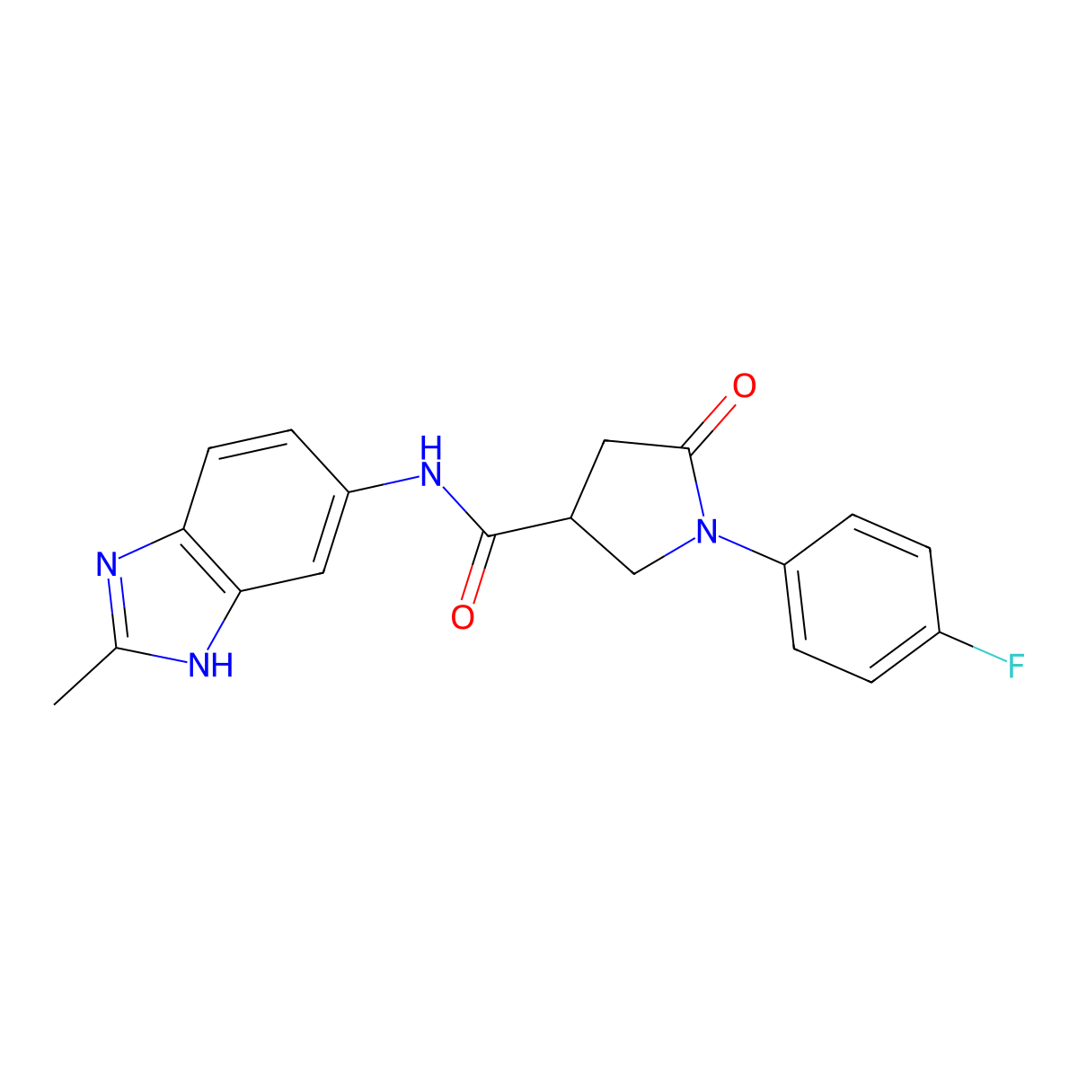 1-(4-fluorophenyl)-N-(2-methyl-1H-benzimidazol-5-yl)-5-oxopyrrolidine-3-carboxamide molecular structure, CAS 1219571-54-6