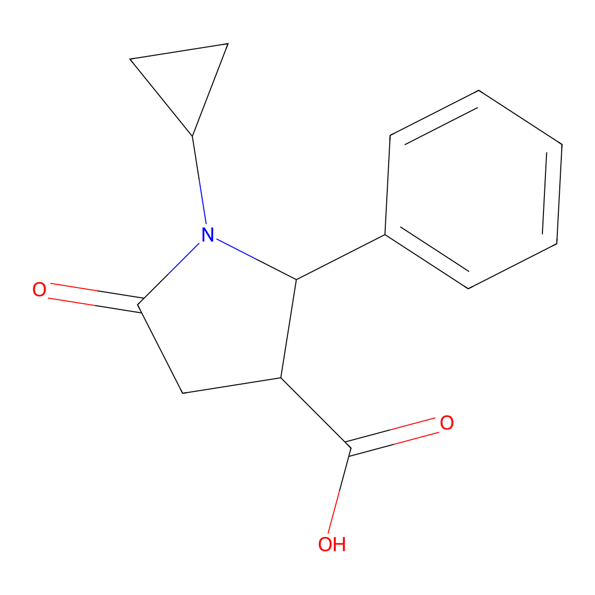 1-Cyclopropyl-5-oxo-2-phenylpyrrolidine-3-carboxylic acid molecular structure, CAS 1219571-56-8