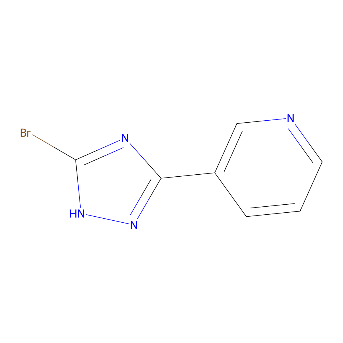 3-(3-bromo-1H-1,2,4-triazol-5-yl)pyridine molecular structure, CAS 1219571-83-1
