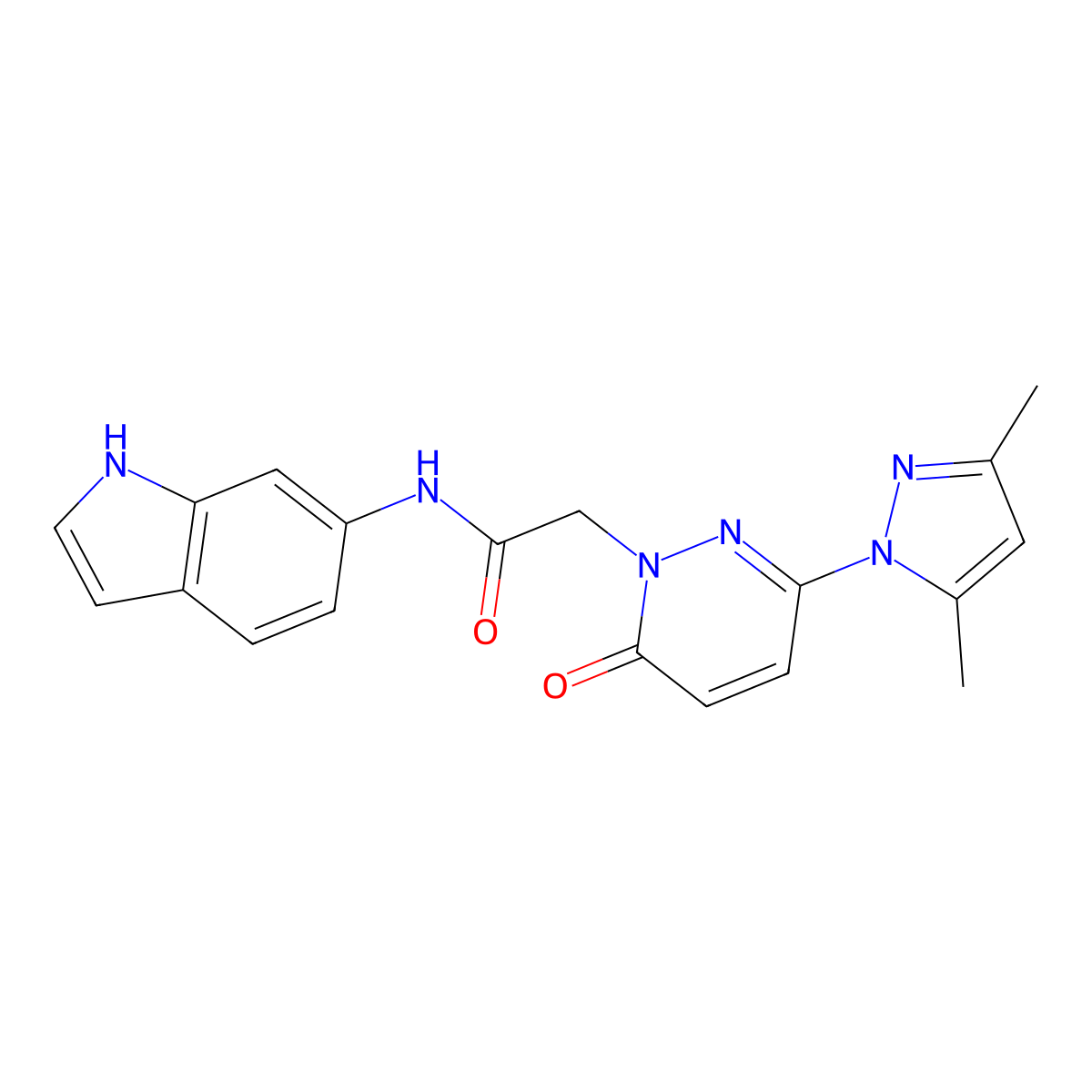 2-[3-(3,5-dimethyl-1H-pyrazol-1-yl)-6-oxopyridazin-1(6H)-yl]-N-(1H-indol-6-yl)acetamide molecular structure, CAS 1219571-86-4