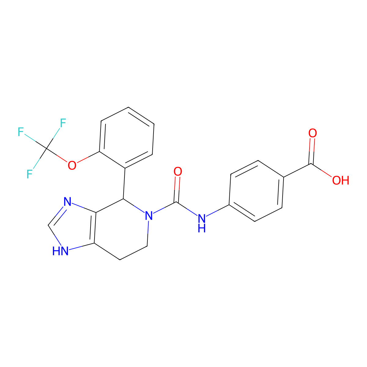 4-[({4-[2-(trifluoromethoxy)phenyl]-1,4,6,7-tetrahydro-5H-imidazo[4,5-c]pyridin-5-yl}carbonyl)amino]benzoic acid molecular structure, CAS 1219571-95-5